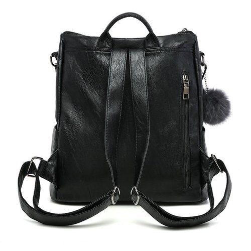 Soft leather backpack for women  new fashion solid color women's travel backpack trendy simple large capacity student school bag