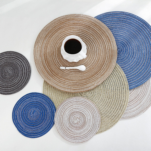 A2666 round cotton yarn placemat insulated western food mat woven table mat household supplies bowl mat