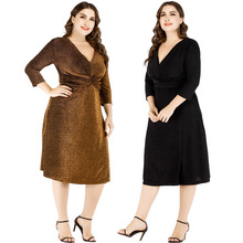 胖MM2024超大码女装200斤新款连衣裙欧美亚马逊6XL热销爆款亮片裙