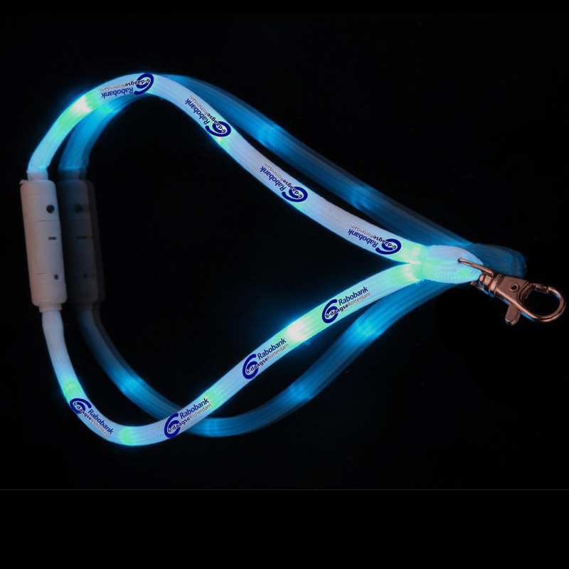 2022新款上市厂家led证件挂绳尼龙织带发光绳展会用品发光挂件