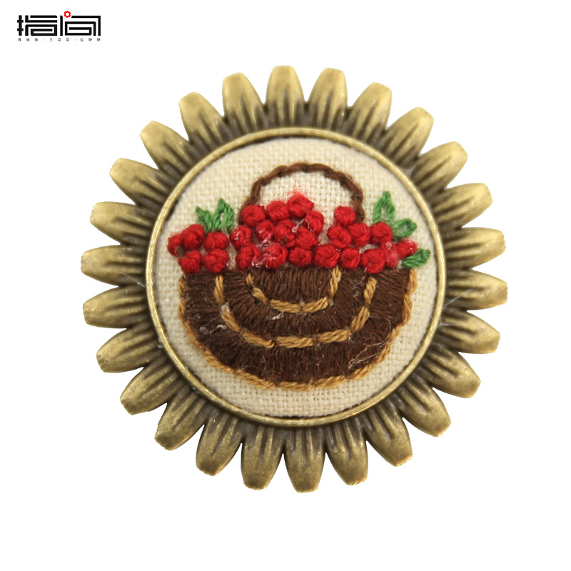 Cesta de flores-producto sin acabado (broche separado) + 7cm bordado estiramiento