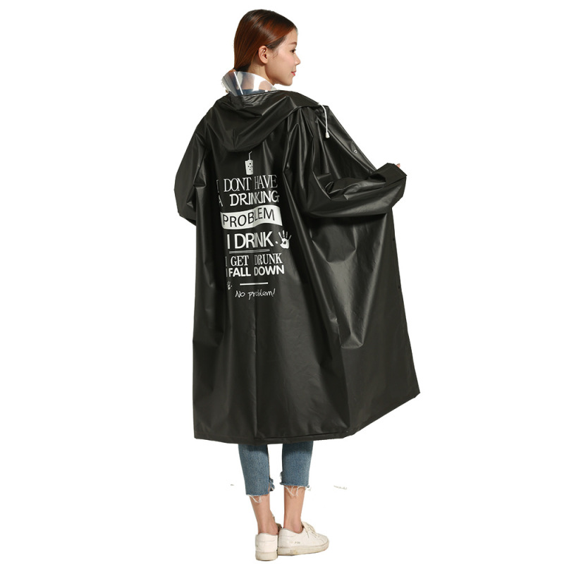 Black Trendy Brand Letter Print Raincoat Jacket EVA Outdoor Sports Long Poncho Black Trendy Brand Letter Print Raincoat Jacket EVA Outdoor Sports Long Poncho