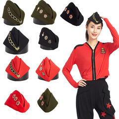 水兵舞表演羅馬棉船帽紅色船型軍帽演出帽蘇聯軍綠色空姐帽子男女