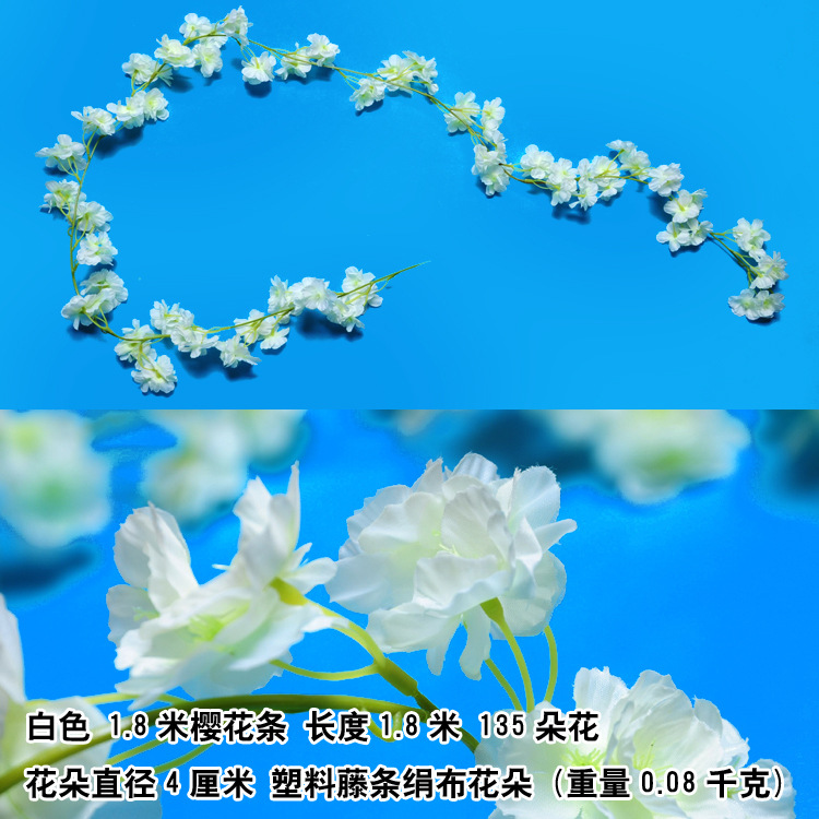 45 tiras pequeñas de cerezo en flor Blanco