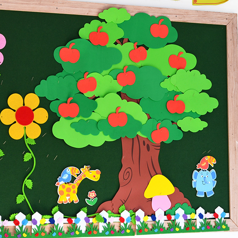 Kindergarten Wall Decoration Big Apple Tree Rating Bar Photo Stickers EVA Foam Wallpaper Blackboard Newspaper Wall Stickers