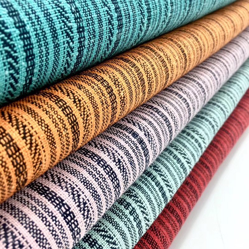 厂家直销330g加厚高克重色织布环保固色条子棉布条纹色织布供应