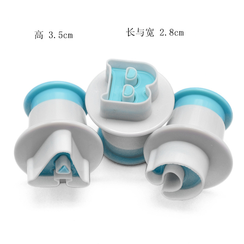 Qikai 26P mayúsculas y minúsculas letra número biscuit primavera molde fondant cake impresión plástico en stock