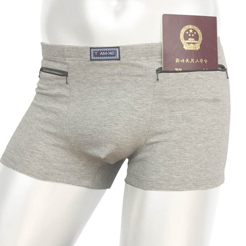 Men's Underwear Pure Cotton Anti-Theft Underwear Double Flap Pocket Pants Double Zipper Large Pants Factory Direct Sales All Year Round Elderly Bottom X