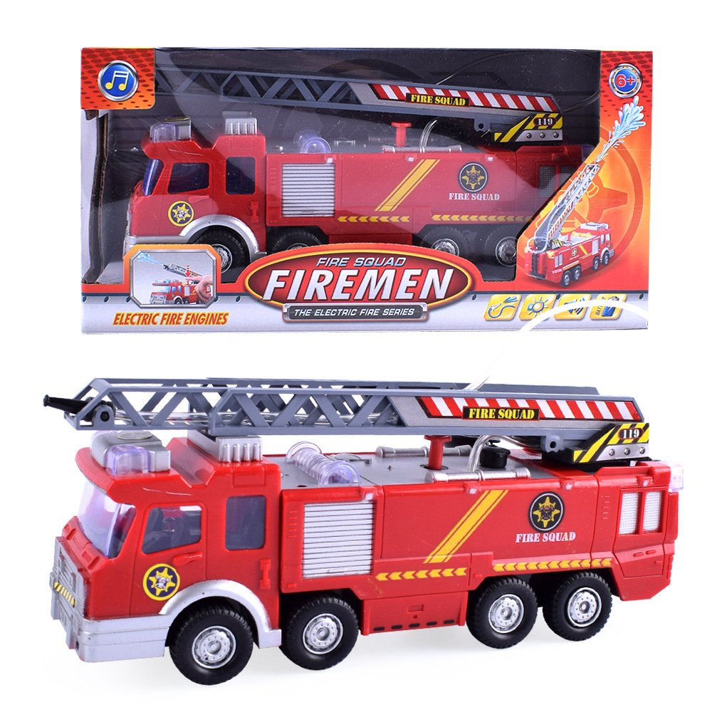 Amazon Hot Selling Simulation Water Spray Electric Universal Sound Lighting Fire Truck Fun Children's Toy Car