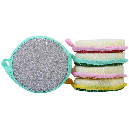 Yuanbao towel, double-sided round dishwashing Yuanbao towel, thickened household cleaning sponge, kitchen cleaning supplies manufacturer