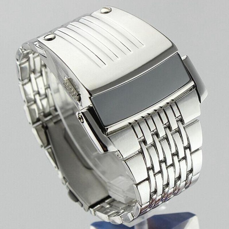 Tendencia de la moda correa de acero reloj LED nueva personalidad correa de acero reloj electrónico estudiante reloj juvenil SDS01