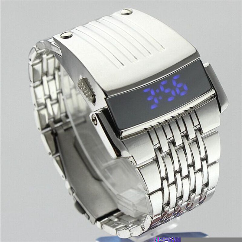 Tendencia de la moda correa de acero reloj LED nueva personalidad correa de acero reloj electrónico estudiante reloj juvenil SDS01