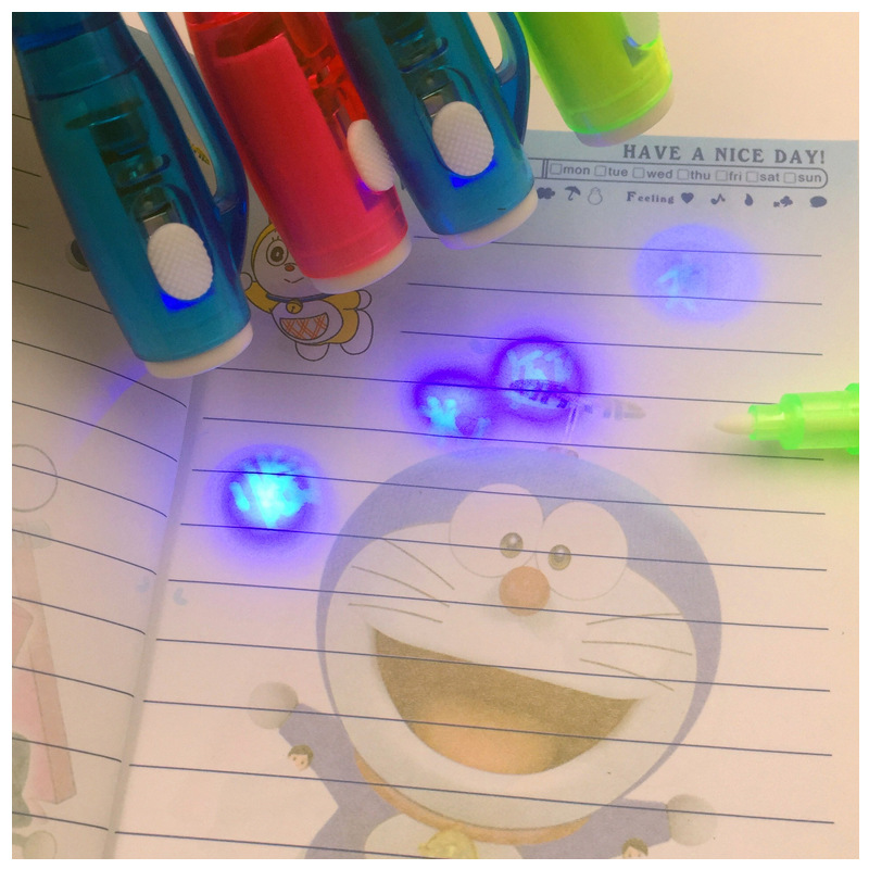 Creativo pequeño regalo UV detector de dinero pluma mágica invisible confidencial resaltador UV pluma multifuncional pluma de plástico