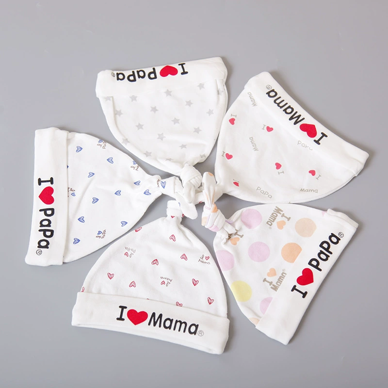 Две шапочки ipapamama для новорожденных из хлопковой шерсти I Love Mom and Pad 0-3 месяцев Детские Фетальные шапочки