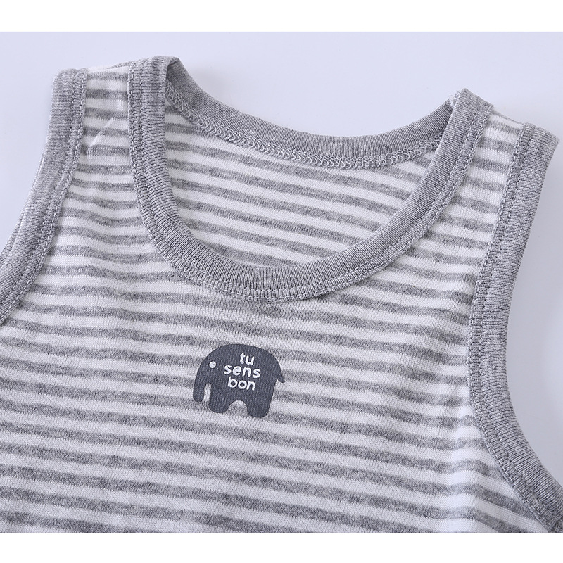 Qinggu Qinghuai de verano de los niños de hilo de algodón fino que basa la camisa de los niños 100 Chaleco de algodón 2 piezas de fábrica