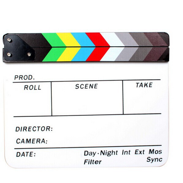 Lightupfoto Director Board Colorful Strip Acrylic Shooting Board White English Movie Scene Board