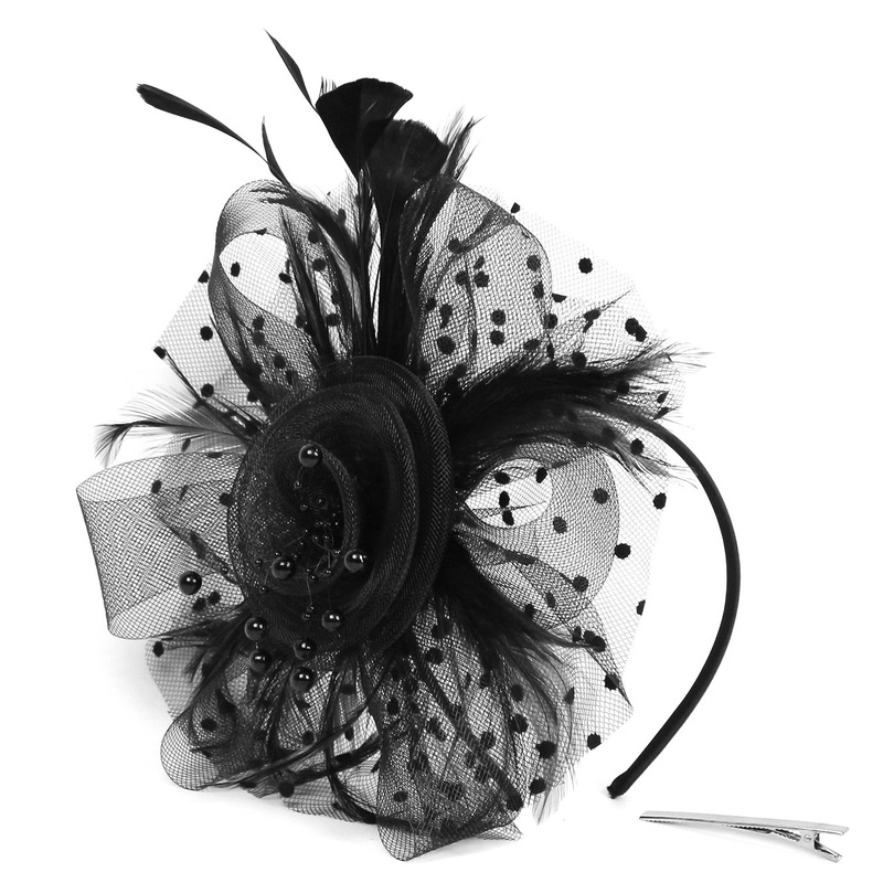 European and American Popular Amazon Feather Headdress Bridal Hair Accessories Mesh Top Hat Jockey Club Hair Accessories Hairpin Headband