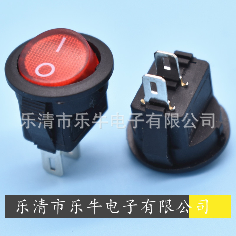 透明红色小圆形船型开关 KCD11 2脚红色小圆形翘板开关 开孔15mm
