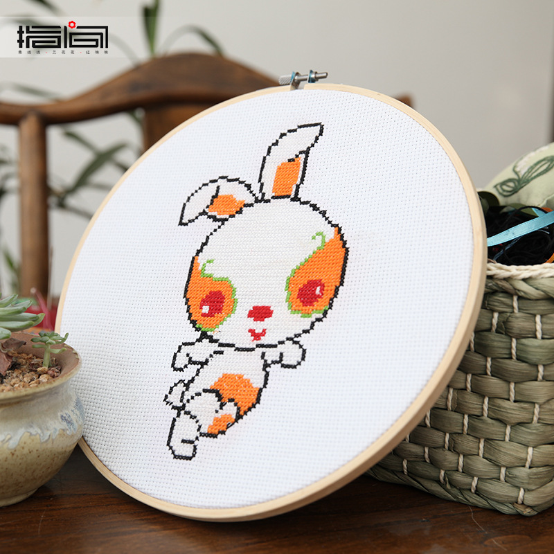 Jinhao bordado hecho a mano DIY material paquete principiante niños simple tela Cruz puntada grande colgante pintura 26cm