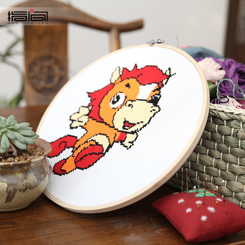 Jinhao bordado hecho a mano DIY material paquete principiante niños simple tela Cruz puntada grande colgante pintura 26cm