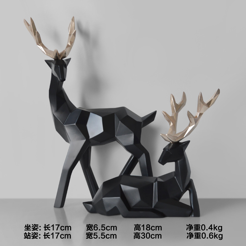 Venta al por mayor transfronteriza hogar afortunado ciervos artesanía de resina TV gabinete regalo decoración del hogar sala de estar Decoración