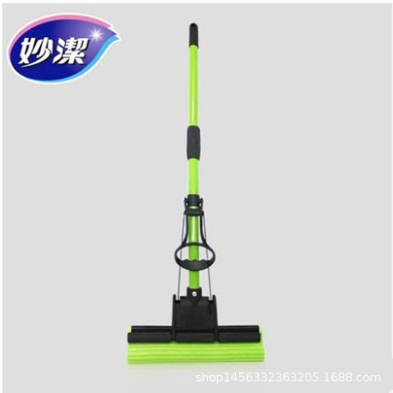 特惠妙洁魔吸型胶棉拖把神奇海绵拖把家用吸水拖布滚轮挤水0509