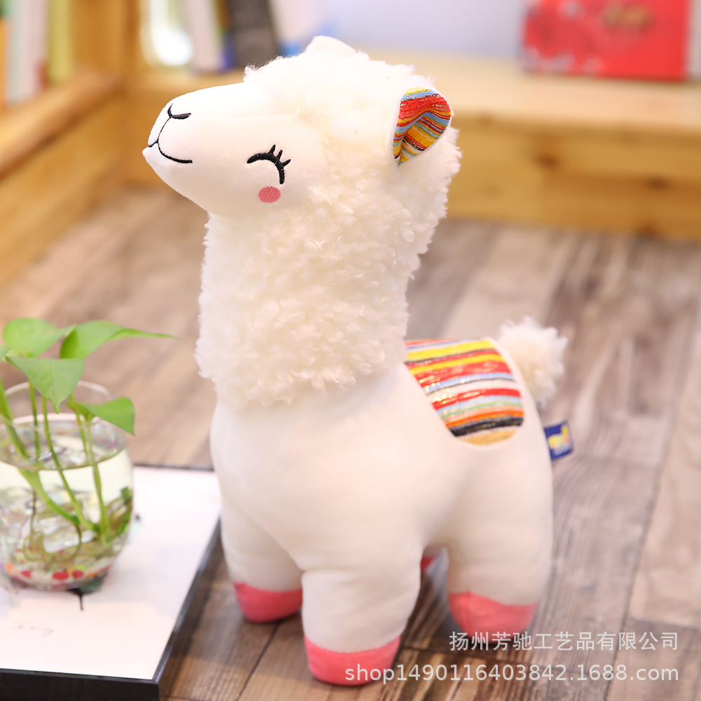 Nuevo peluche de alpaca con ojos entrecerrados, hecho a mano, envío directo