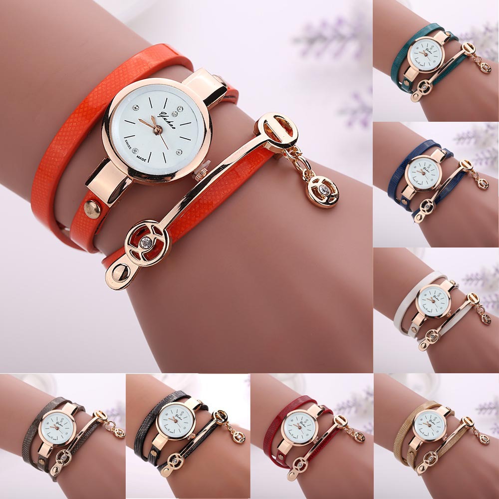 A generation of Angel pendant bracelet watch rhinestone PU circle women's new gift ladies watch AliExpress hot sale