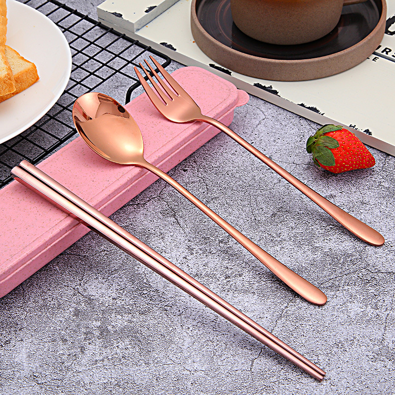 304 Stainless Steel Spoon, Fork, and Chopsticks Three-Piece Set, Food-Grade, Suitable for Office Use, Students, and Office Workers 304 Stainless Steel Spoon, Fork, and Chopsticks Three-Piece Set, Food-Grade, Suitable for Office Use, Students, and Office Workers