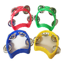 厂家供应塑料花铃圈四铃圈 KTV奥尔夫双排摇铃伴舞助兴手摇铃批发