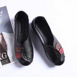 老北京布鞋春夏新款女士时尚休闲民族风树叶造型中式布鞋便鞋外贸