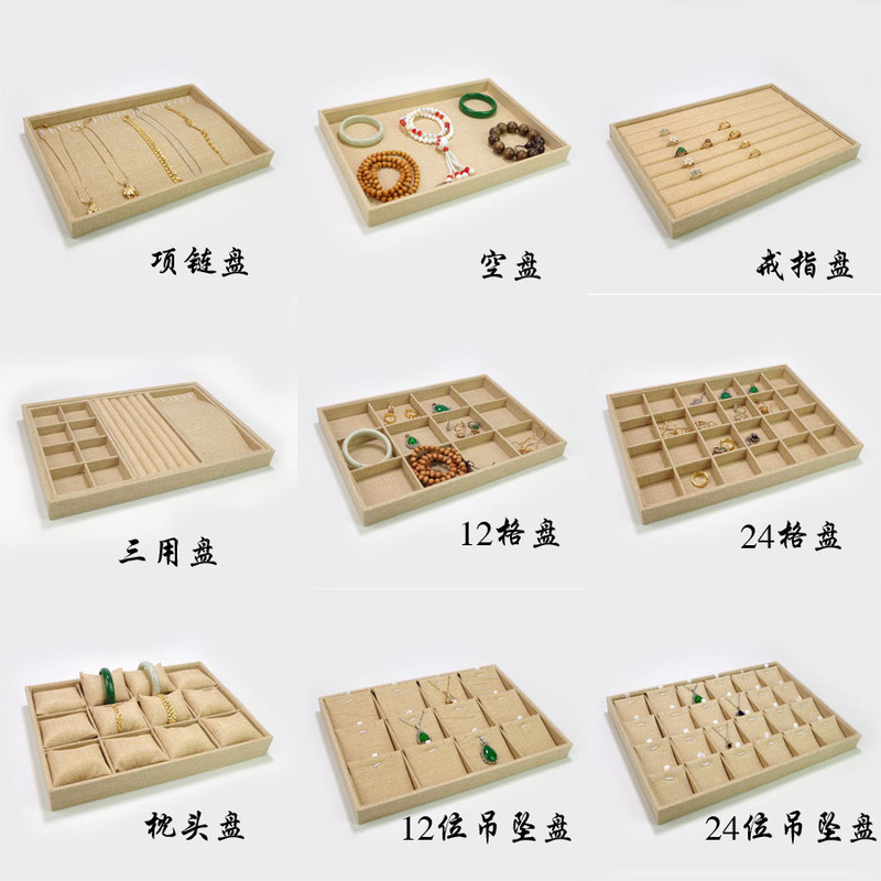 Jewelry display props jewelry tray ring pendant plate linen jewelry storage box counter display wholesale