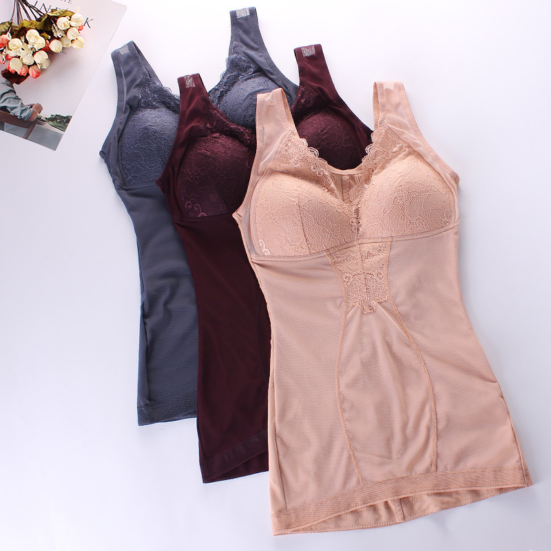 No Wires, No Need to Wear Bra, Velvet Vest, One-Piece Full Cup, Large Size Intimates, Tummy Control, Waist Warmer, Women's Shapewear