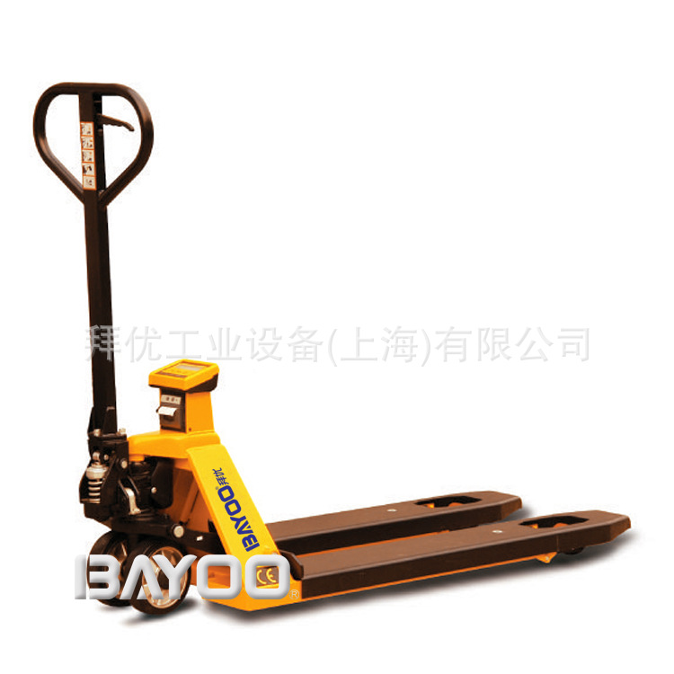 BAYOO/拜优 BHY10031手动液压叉车,称重型搬运车,带称型搬运车