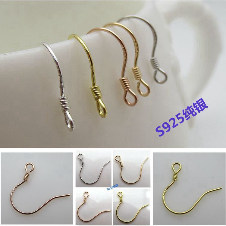 Sterling Silver Ear Hooks S925 Silver Accessories Electroplated Color Gold Ear Hook Hooks Handmade DIY Earrings Earrings Earrings Jewelry