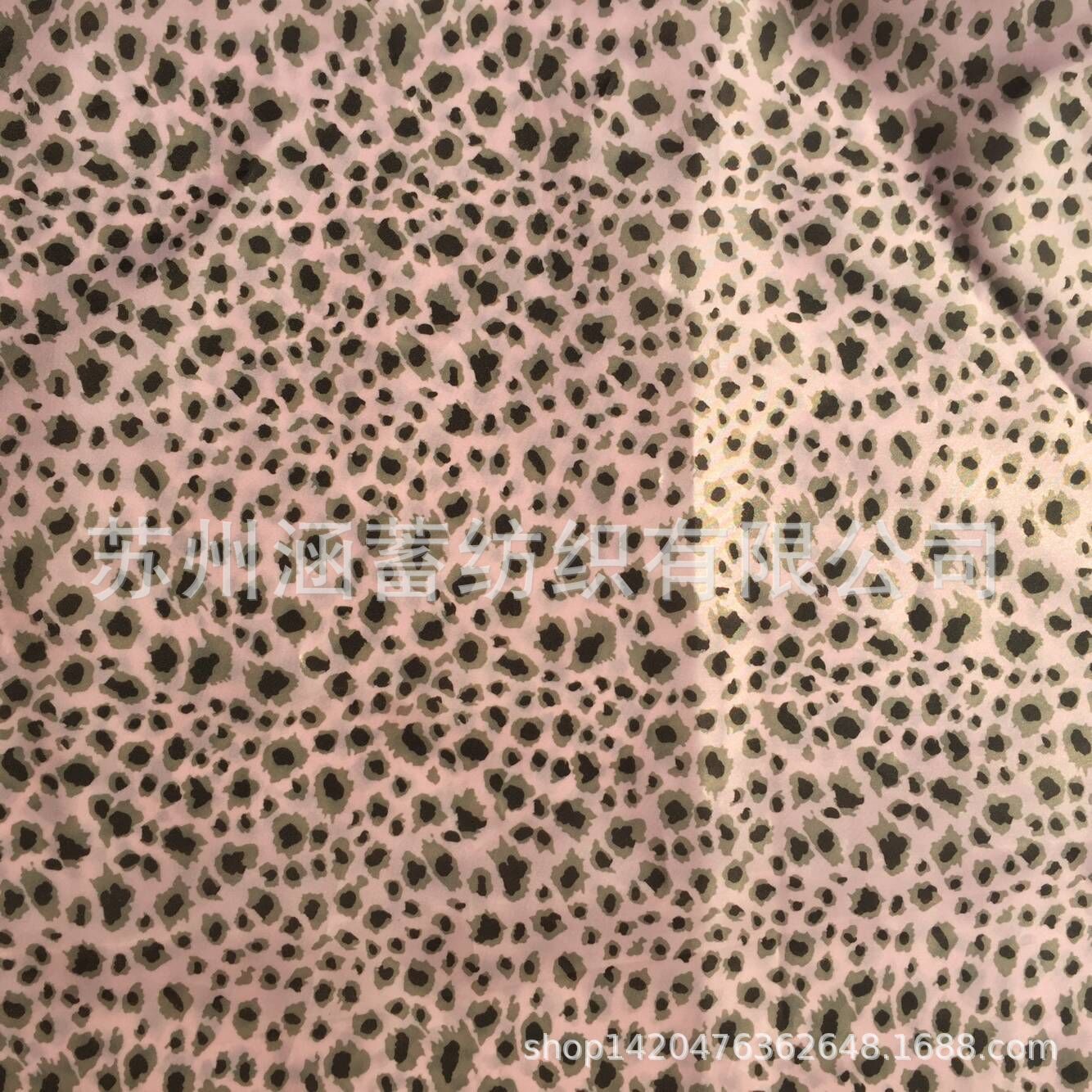 现货 印花里布 涤塔夫豹纹印花里料承接印花涤塔夫面料批发可制定