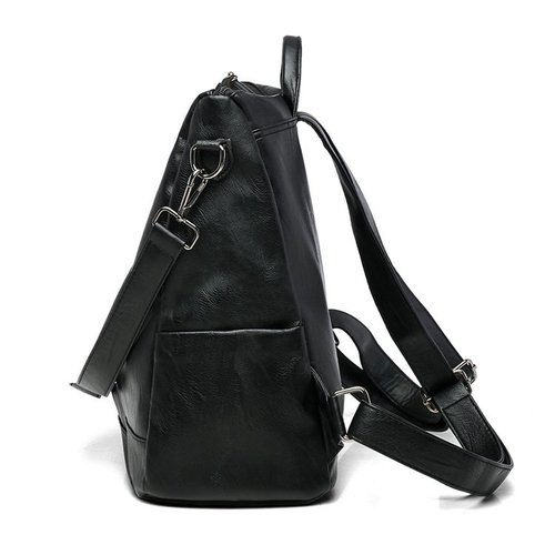 Soft leather backpack for women  new fashion solid color women's travel backpack trendy simple large capacity student school bag