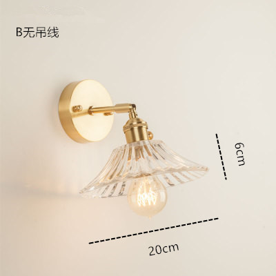 Estilo japonés nórdico latón cristal lámpara de pared creativa dormitorio guardarropa pared de fondo baño LED espejo lámpara frontal