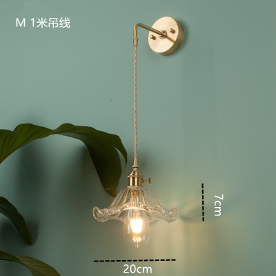 Estilo japonés nórdico latón cristal lámpara de pared creativa dormitorio guardarropa pared de fondo baño LED espejo lámpara frontal