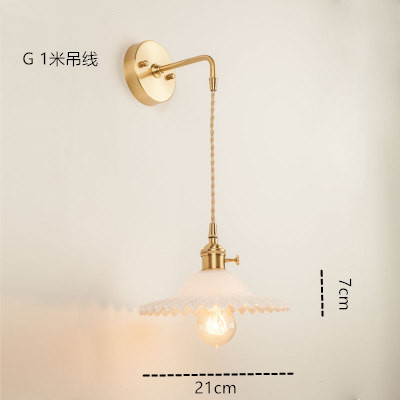 Estilo japonés nórdico latón cristal lámpara de pared creativa dormitorio guardarropa pared de fondo baño LED espejo lámpara frontal