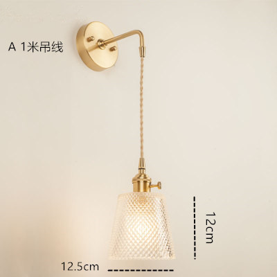 Estilo japonés nórdico latón cristal lámpara de pared creativa dormitorio guardarropa pared de fondo baño LED espejo lámpara frontal