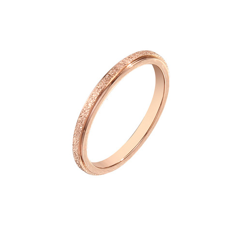 Cross-border Korean version of ultra-fine frosted ring rose gold pressed sand couple male and female three lives and three generations titanium steel ring