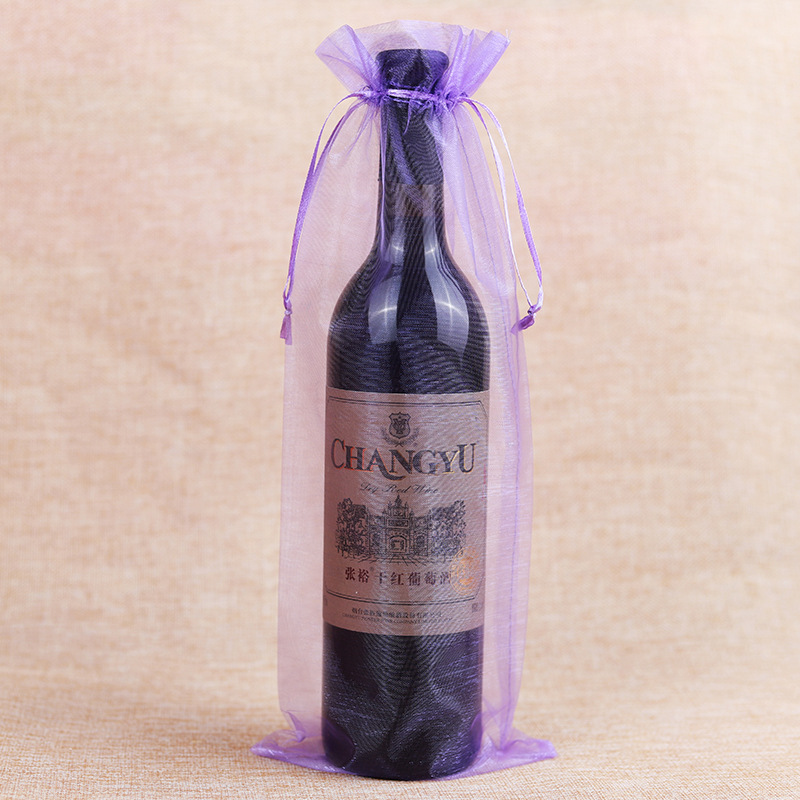 Bolsas de vino al por mayor en stock, bolsas de gasa para envasado de vino tinto con cordón, varios colores, bolsas de vino con cordón para embalaje de regalo. image 5