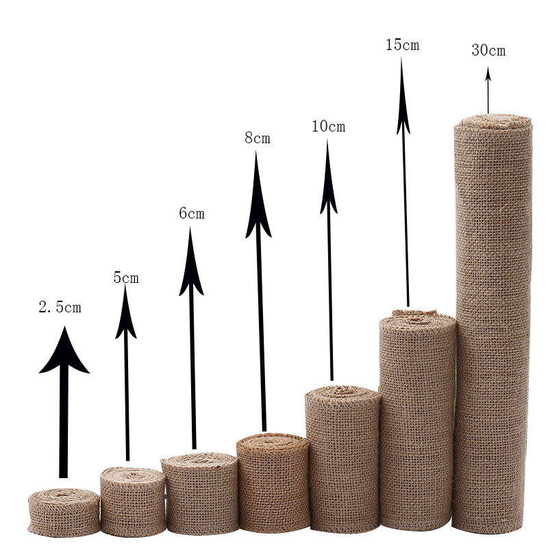 Factory Solid Color Linen Roll DIY Christmas Wedding Craft Linen Strip Jute Linen Roll Table Runner Chair Back Fabric