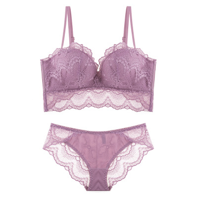 Traje de ropa interior de mujer Sujetador de pecho de mujer push up pequeño pecho sujetador anti-flacidez sin anillo de acero sexy soporte superior Delgado image 18
