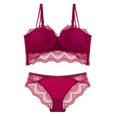 Traje de ropa interior de mujer Sujetador de pecho de mujer push up pequeño pecho sujetador anti-flacidez sin anillo de acero sexy soporte superior Delgado image 21