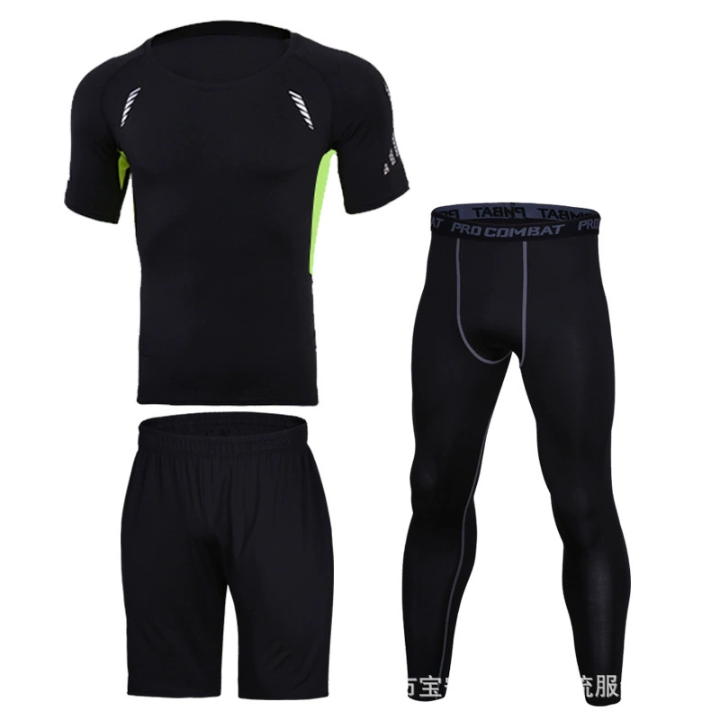 Set for gym, sports sports suit for training, with short sleeve, tight