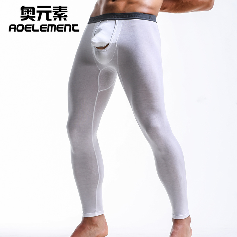 Pantalones largos separados de bala de nuevo estilo para hombres, pantalones cálidos, pantalones de hilo sexy delgados, leggings finos para niños de otoño e invierno