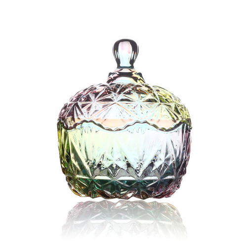 Small Batch Wholesale Colorful Glass Candy Jar Candy Bowl Home Storage Jar with Lid Dry Fruit Jar Transparent Snack Jar