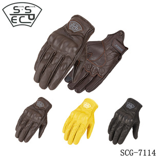SSPEC motorcycle riding gloves goat leather full finger rider racing motorcycle anti-drop touch screen gloves cross border